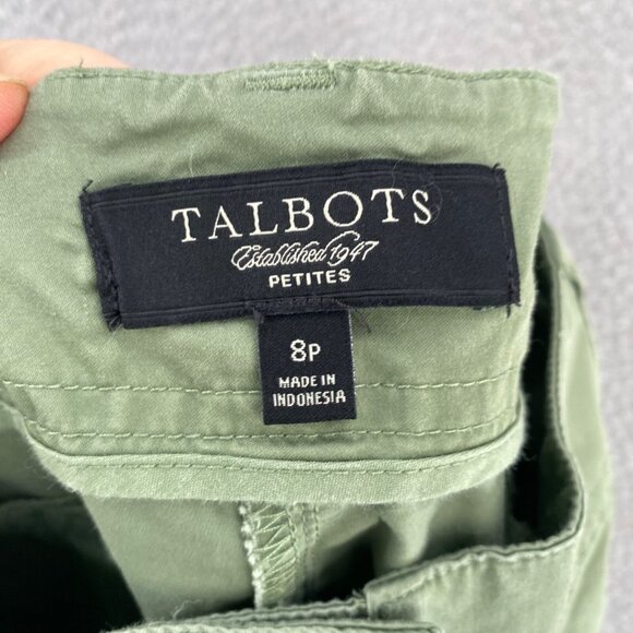 Talbots Pants Womens 8 Petite Green Signature Stretch Skimmer Pedal Pusher Cargo - Picture 6 of 12